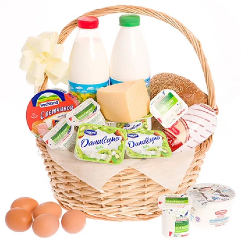 Корзинка свежих продуктов с хлебом и молоком, доставка Чердаклы